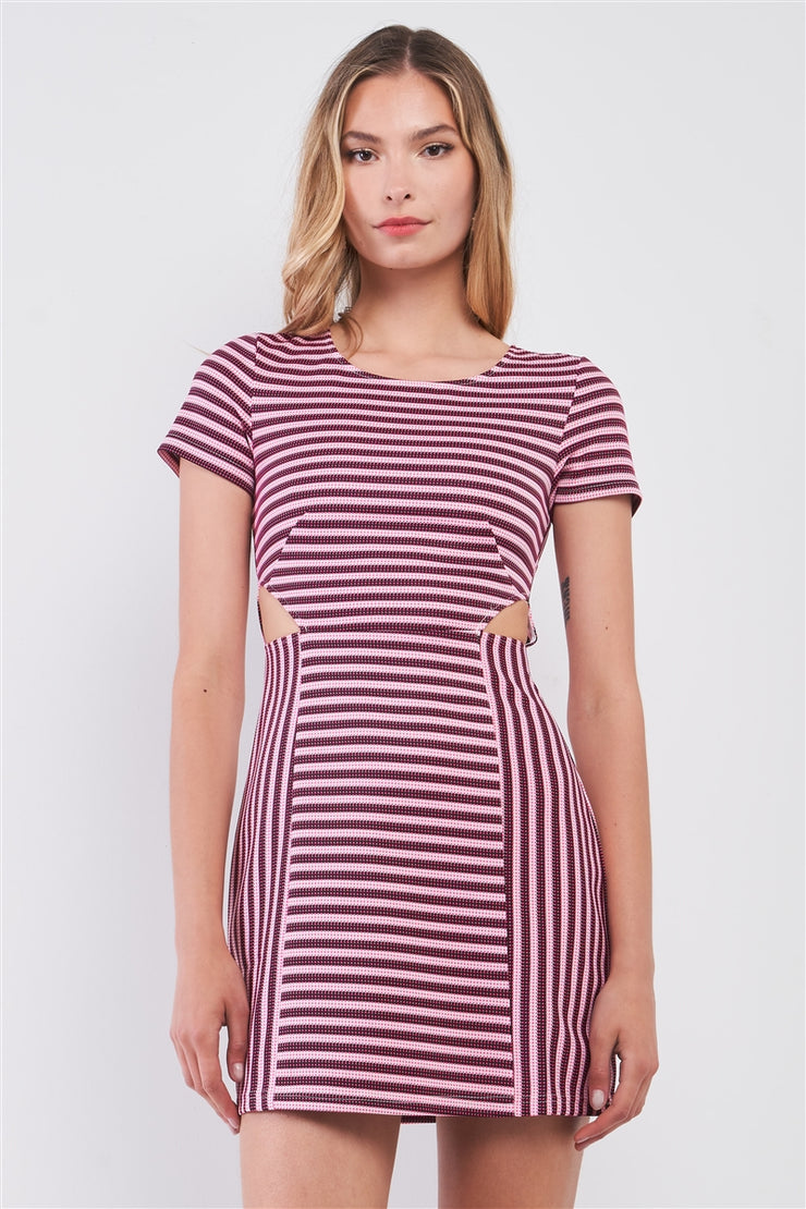 Pink & Black Striped Mini Dress