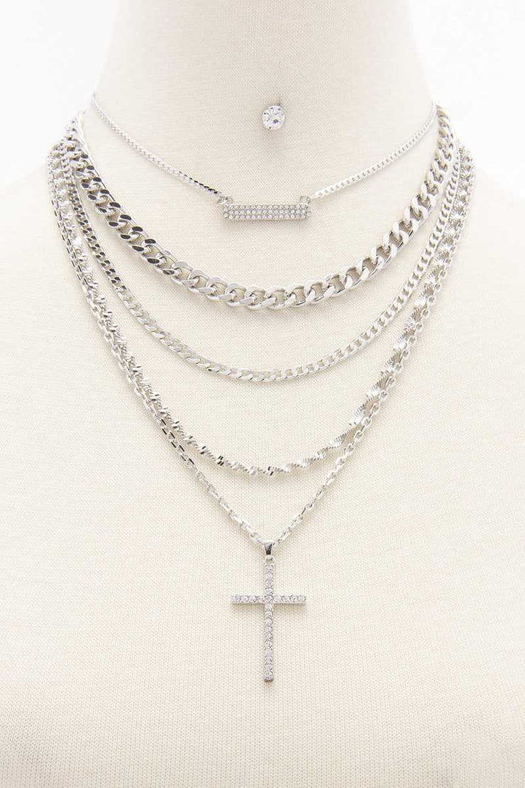 Cross Layered Metal Necklace