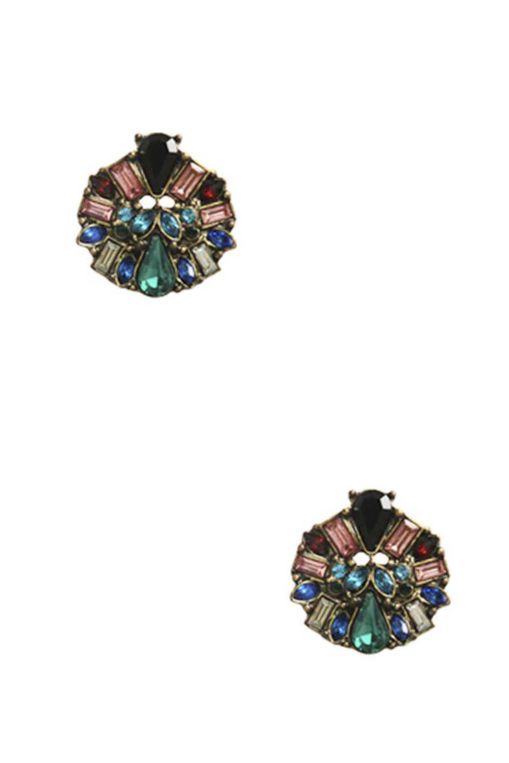 Color Stone Stud Earring