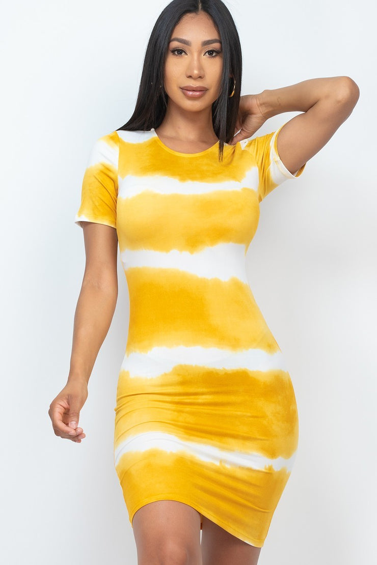Stripe Tie-dye Midi Dress