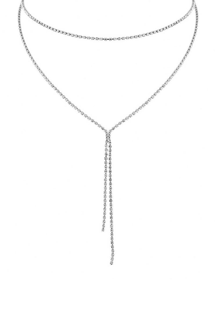 Rhinestone Simple Lariat Layer Necklace