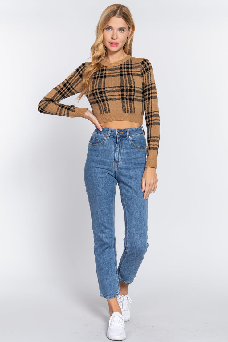 Check Crop Sweater