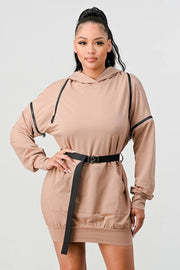 Double Zipper Sleeve Hooded Mini Dress