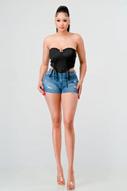Luxe drawstring bustier top