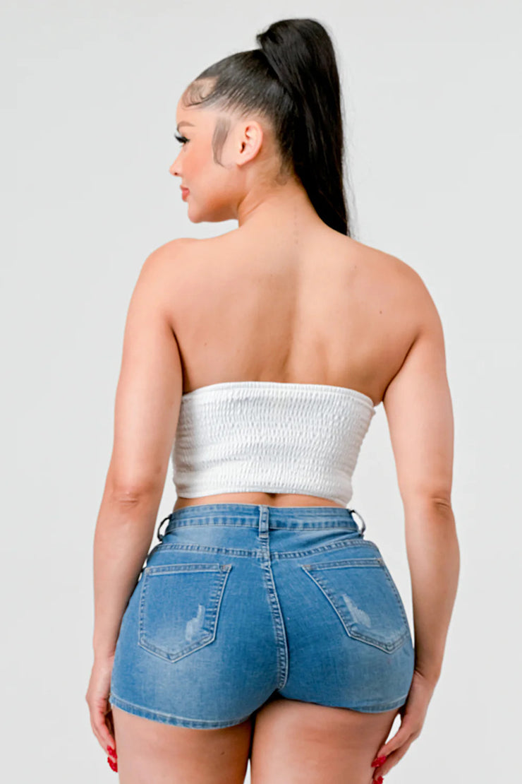 Luxe drawstring bustier top