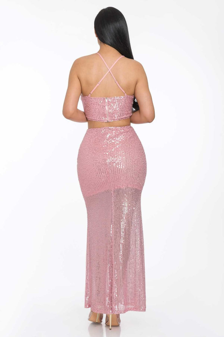 Rihanna Sequin Maxi Dress